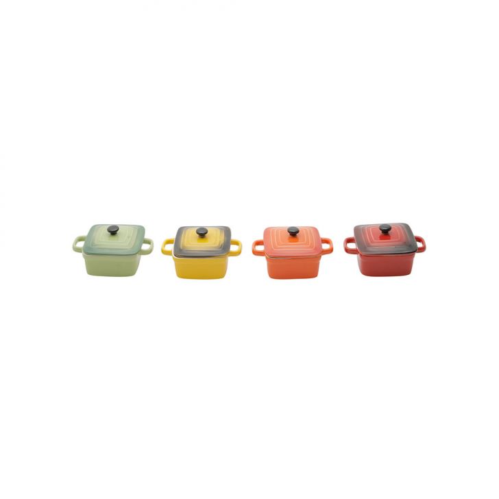 Conjunto Com 4 Panelas Vintage Colorido 9,5x21,6x13,3 Cm