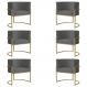 Kit 6 Poltronas Decorativa Sala de Estar Luana Base Gold Suede Cinza - Montanaris Decor