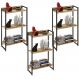 Kit 3 Estantes Multiuso Escritório Industrial 3 Prateleiras Areta 104x60cm C01 Carvalho - Lyam Decor