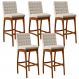 Kit 05 Banquetas Altas Para Cozinha Sala de Jantar Fixa Mila B04 Linho Cru - Lyam Decor