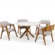 Mesa De Jantar Redonda Cora 120cm Off White M04 com 04 Cadeiras Living Suran Linho Bege - Lyam