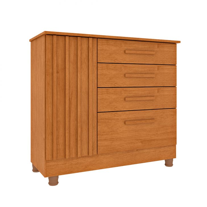 Cômoda Ravello com Pés 1 Porta 4 Gavetas Cinamomo