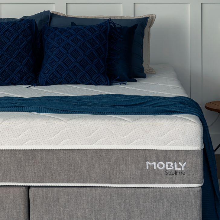 Colchão Casal Sublime Mola Ensacada E Espuma Viscoelástica (32x138x188) Cinza E Branco