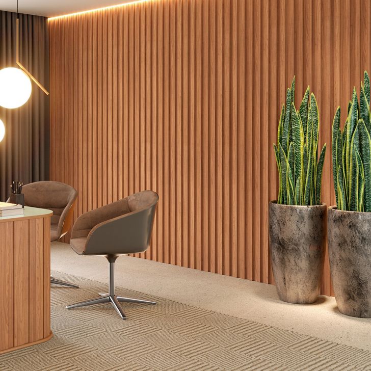 Painel Ripado Decorativo Paris 250x134 Freijó