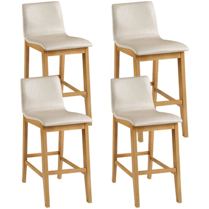 Kit 04 Banquetas Altas Estofada Para Cozinha Sala De Jantar Fixa Elis B05 Facto Bege - Lyam Decor