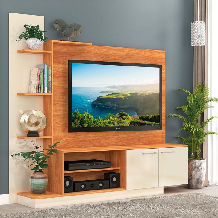 Estante para Home Theater e TV até 55 Polegadas Havana 2 PT Cinamomo e Off White