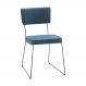 Cadeira de Jantar Decorativa Base Aço Preto Luigi Linho Azul Jeans - Gran Belo
