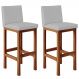Kit 02 Banquetas Altas Para Cozinha Sala De Jantar Fixa Alya L02 Suede Cinza - Lyam Decor