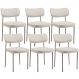 Kit 06 Cadeiras Estofadas Para Sala De Jantar Melina Base Arena L02 Linho Cru - Lyam Decor