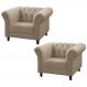 Kit 02 Poltronas Decorativa Maggiore Couro Bege 66 G58 - Gran Belo
