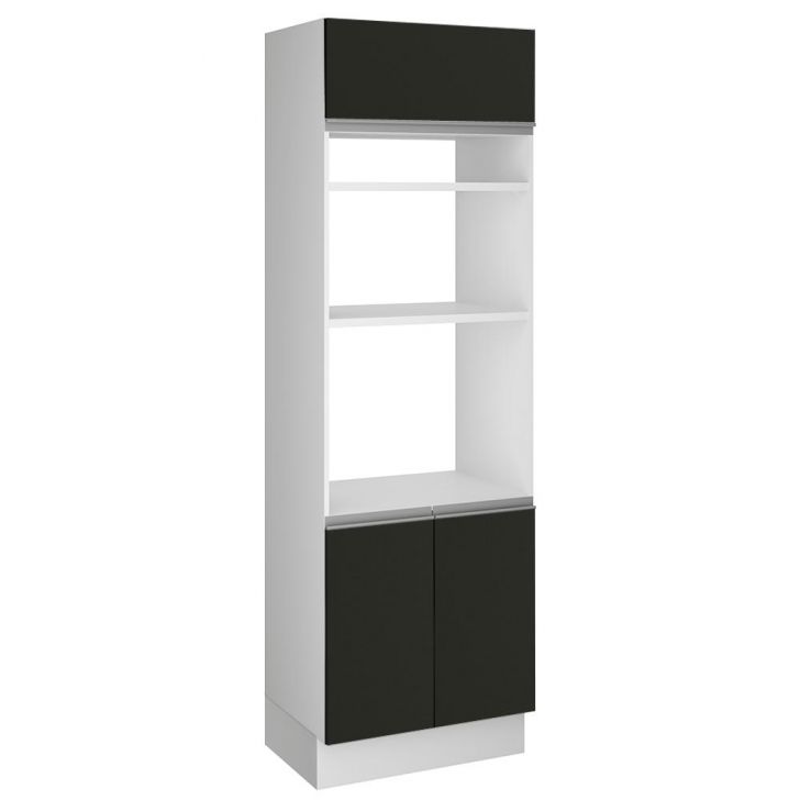 Torre Quente Armário de Cozinha 70 cm 3 Portas Branco/Preto Glamy Madesa