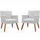 Kit 02 Poltronas Decorativas Cecilia Pés Palito Suede Branco - DS Estofados