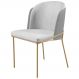 Cadeira Aurora Linho Cinza Couro Cinza Metal Dourado