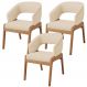 Kit 03 Cadeiras de Jantar e Estar Living Estofada Lince L02 Linho Bege Escuro - Lyam Decor