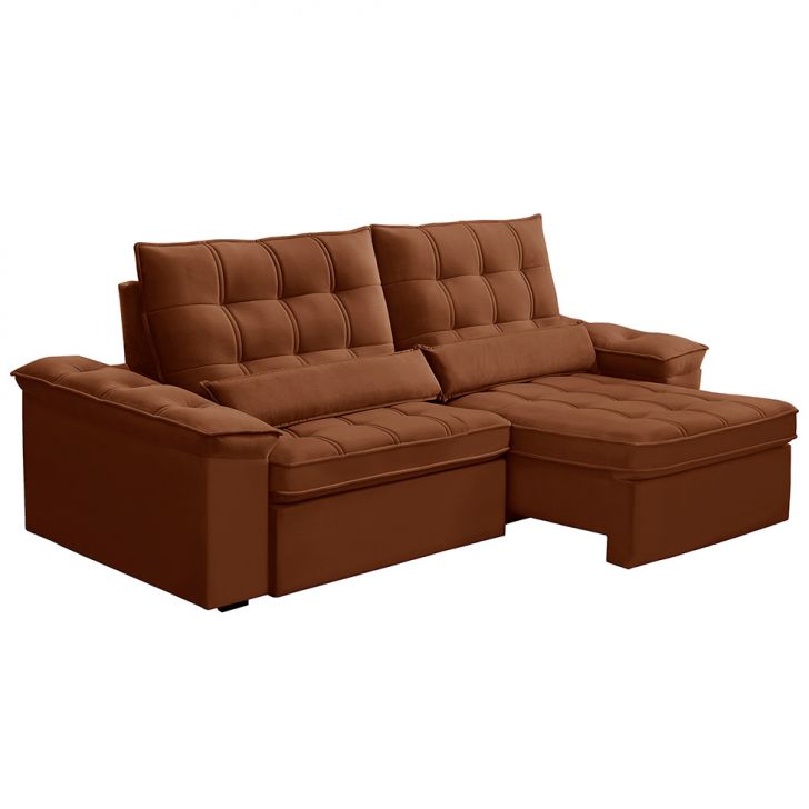 Image of Sofá 4 Lugares Retrátil E Reclinável Firenze Veludo Terracota PLA-FE691UP36EBBMOB