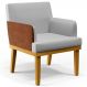 Poltrona Decorativa Para Sala de Estar Beatriz W01 Linho Cinza Couríssimo Camel - Lyam Decor