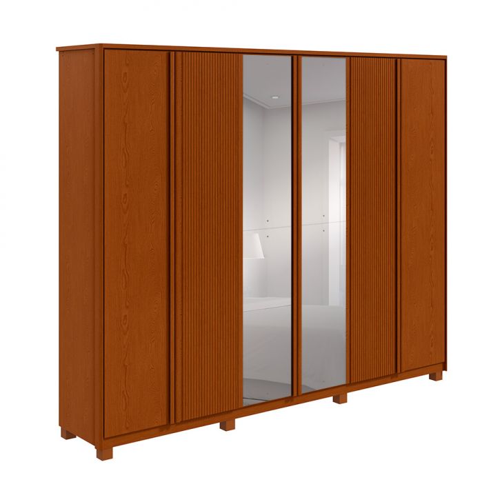 Image of Guarda-roupa Casal Com Espelho Casal Ollie Com Pés 6 Portas 6 Gavetas Frassino PLA-MO895CL36FJVMOB