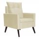 Poltrona Para Sala Ligia Suede Marfim - DS Estofados