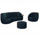 Conjunto Decorativo Sofá 288cm e Poltrona Clarke com Puff Round Veludo Azul Marinho G45 - Gran Belo