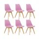 Kit 6 Cadeiras Estofadas Saarinen Wood Pés de Madeira Rosa