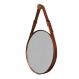 Espelho Fine Decorativo Redondo com Moldura em Couro 55 cm Cor:Marrom