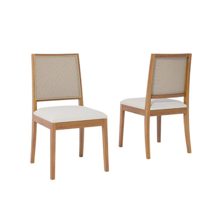 Conjunto com 2 Cadeiras Buriti Linho Cru e Madeira