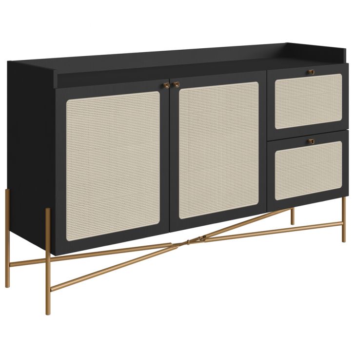 Aparador Balcao Buffet 139 Cm Pes Metal 28969 Oslo Nero Artesano