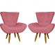 Kit 2 Poltronas Decorativas Reforçadas Para Sala Emilia Suede Rosê Pé Castanho - Clique E Decore