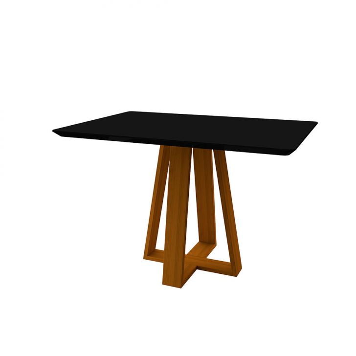 Mesa de Jantar Retangular com Tampo de Vidro Lectus Preta e Ype 120 cm
