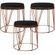 Kit 03 Puffs Decorativo Aramado Bronze Zaya L02 Corano Preto - Lyam Decor