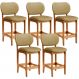Kit 05 Banquetas Baixa Bar Cozinha E Sala De Jantar Fixa Betta L02 Imbuia Couríssimo Casco Fendi - Lyam Decor
