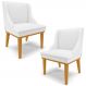 Kit 2 Cadeiras Decorativas Sala de Jantar Base Fixa de Madeira Firenze PU Branco Fosco/Castanho G19 - Gran Belo