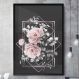 Quadro Decorativo Flores Geométricas Rose Fundo Preto-24x34Cm
