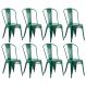 Conjunto - 8 x cadeiras Iron Tolix - Industrial - Vintage - Verde floresta