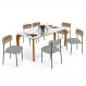 Mesa De Jantar Capri Off White E 6 Cadeiras Melina B05 Linho Cinza Couríssimo Caramelo - Lyam Decor