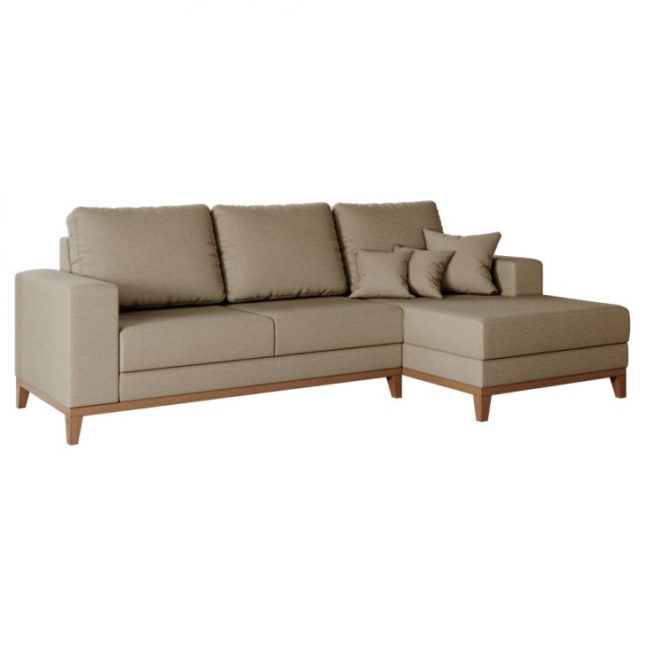 Image of Sofá 4 Lugares Belgrado Com Chaise Direito Linho Bege 250 Cm PLA-MO173UP36HYLMOB