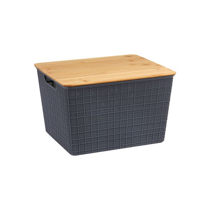 Caixa Organizadora com Tampa Oikos 18L Cinza