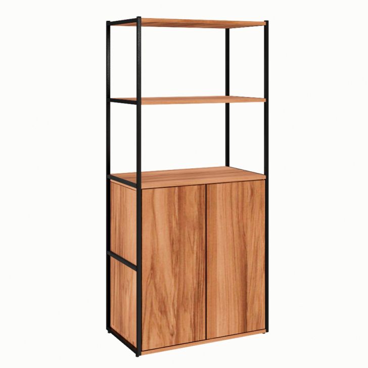 Estante Shelf 2 PT Nogal Sevilha e Preta 139 cm