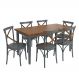 Conjunto Sala de Jantar e Cozinha Com 6 Cadeiras X Madeira Maciça Cinza