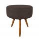 Puff Banqueta Redonda Nina Suede Marrom Pés Palito Castanho - Pallazio