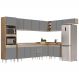 Armário de Cozinha Modulada de Canto 8 Peças CP09 Balcão com Pia Inox Castanho/Cinza - Lumil