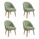 Kit 04 Cadeiras Poltrona de Jantar Estofada Luna Boucle Verde Pistache Pés Palito Castanho - Pallazio