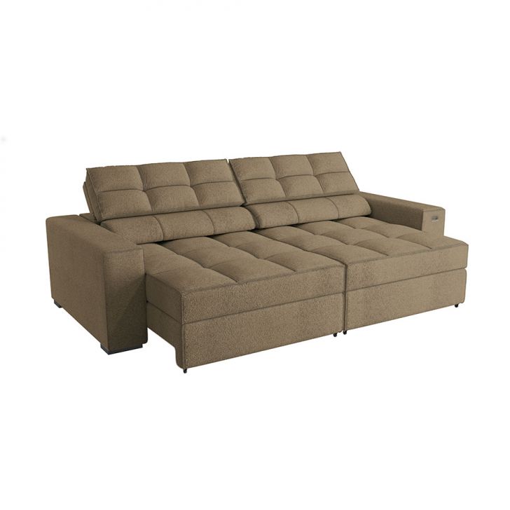 Image of Sofá 4 Lugares Retrátil E Reclinável Deluxe Bouclé Fendi PLA-KA161UP36KFZMOB