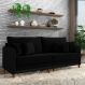 Sofá Living Montecarlo 3 Lugares Bipartido 232cm Pés em Madeira Veludo/PU Preto G33 - Gran Belo