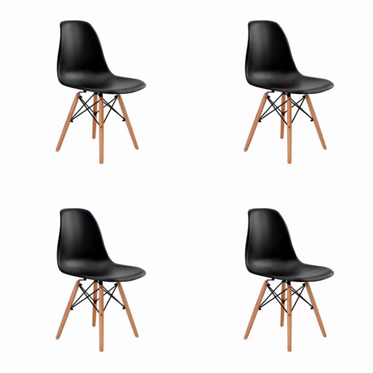 Conjunto com 4 Cadeiras de Jantar Eiffel Preto