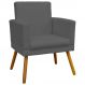 Kit 2 Poltronas Decorativas E Confortáveis Nina Com Base Suede Cinza Pé Castanho - Clique E Decore