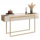Aparador Tampo Espelhado 137 cm Pes Metal Kika Off White Dourado DJ MOVEIS