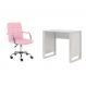 Conjunto de Mesa Morada Branca com Cadeira de Escritório Secretária Giratória Fitz Rosa