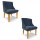 Kit 2 Cadeiras Estofadas para Sala de Jantar Base Fixa de Madeira Castanho Lia Suede Azul Marinho - Ibiza