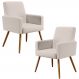 Kit 02 Poltronas Decorativas Para Sala Estar e Recepção Maria W01 Pés Palito Linho Cru - Lyam Decor